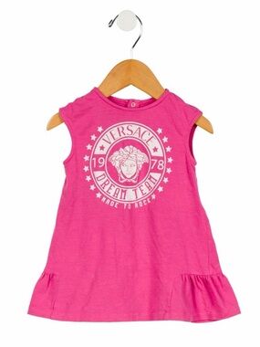 Versace Kids Hot Pink Sleeveless Logo Dress